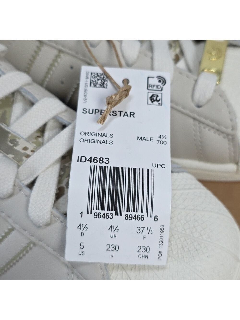 Adidas Superstar Sneakers - White and Gold Camo 5 US Male - Picture 3 of 10